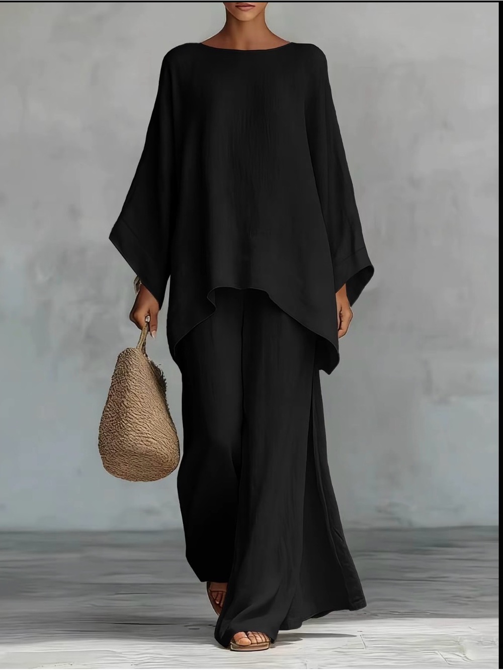 Flowy Black Two-Piece Set XL (no stretch)